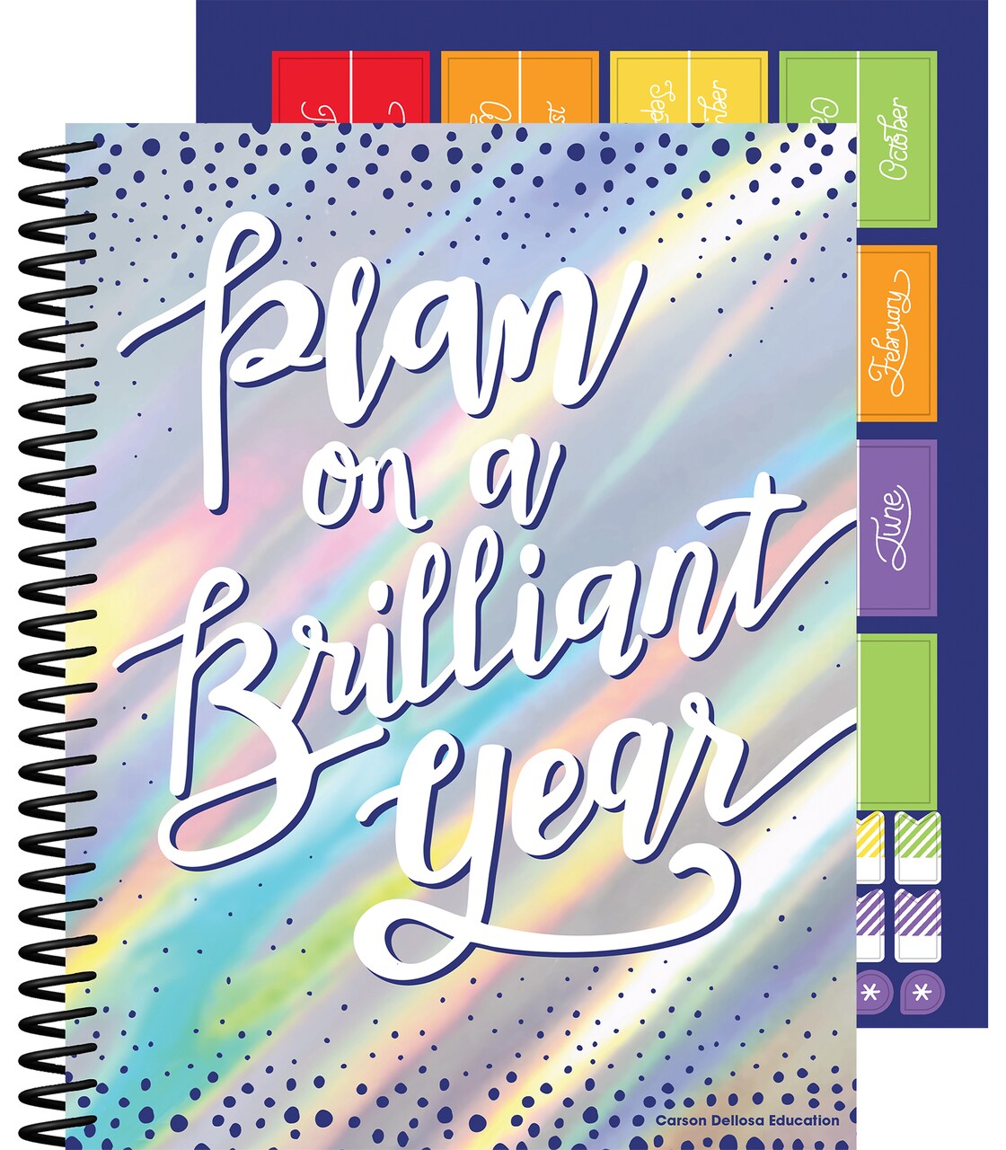 Carson Dellosa Sparkle and Shine Teacher Planner 2025-2026, Undated Holographic 8" x 11" Lesson Plan Book, Stickers, Class Schedule, Weekly Calendar School Supplies, Homeschool, Classroom Must Haves
